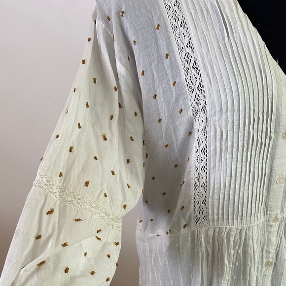 Zara Boho White Flowy Button Down Dress - Picture 6 of 13